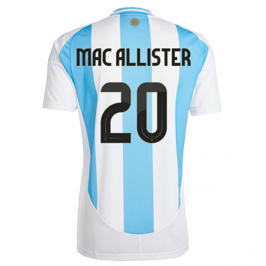 Kids Football Argentina Alexis Mac Allister #20 White Blue Home Jersey 24-26 T-Shirt Za