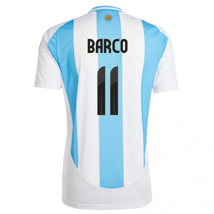 Kids Football Argentina Ezequiel Barco #11 White Blue Home Jersey 24-26 T-Shirt Za