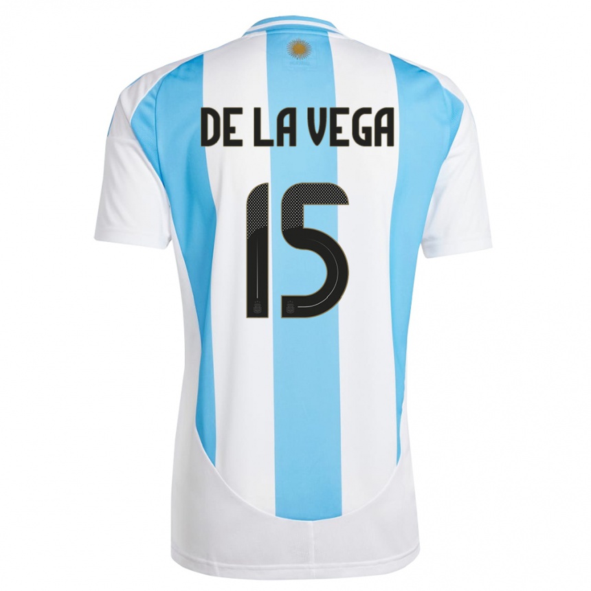 Kids Football Argentina Pedro De La Vega #15 White Blue Home Jersey 24-26 T-Shirt Za