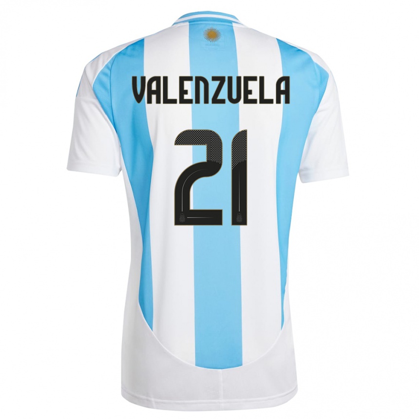 Kids Football Argentina Fernando Valenzuela #21 White Blue Home Jersey 24-26 T-Shirt Za