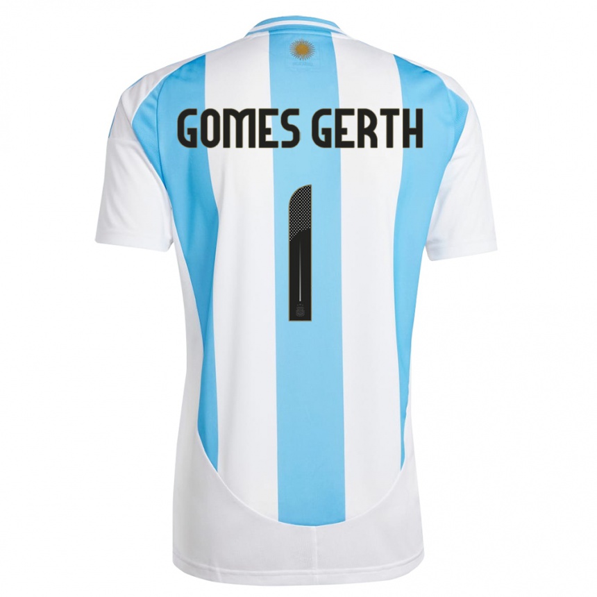 Kids Football Argentina Federico Gomes Gerth #1 White Blue Home Jersey 24-26 T-Shirt Za