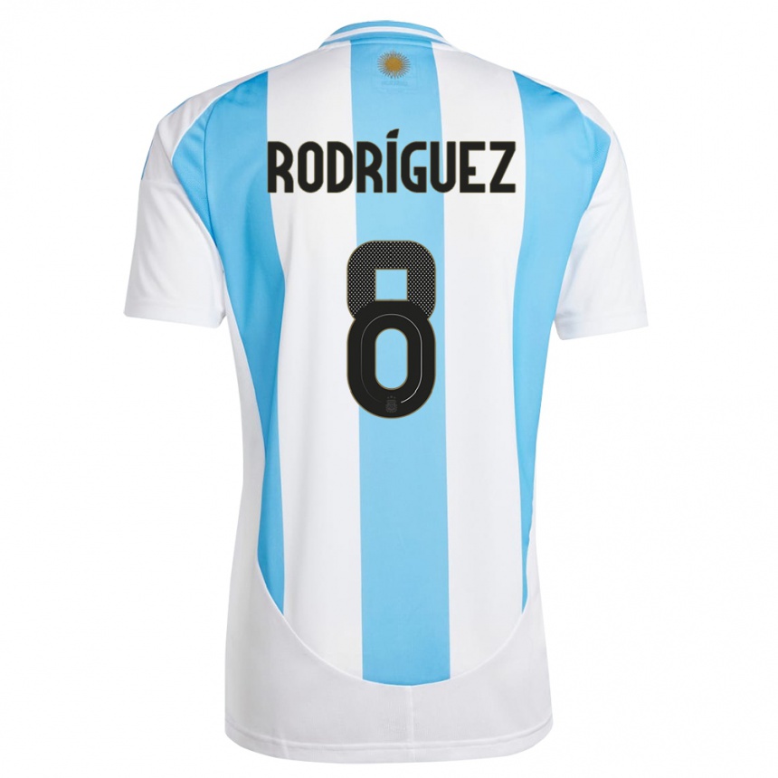 Kids Football Argentina Agustin Rodriguez #8 White Blue Home Jersey 24-26 T-Shirt Za