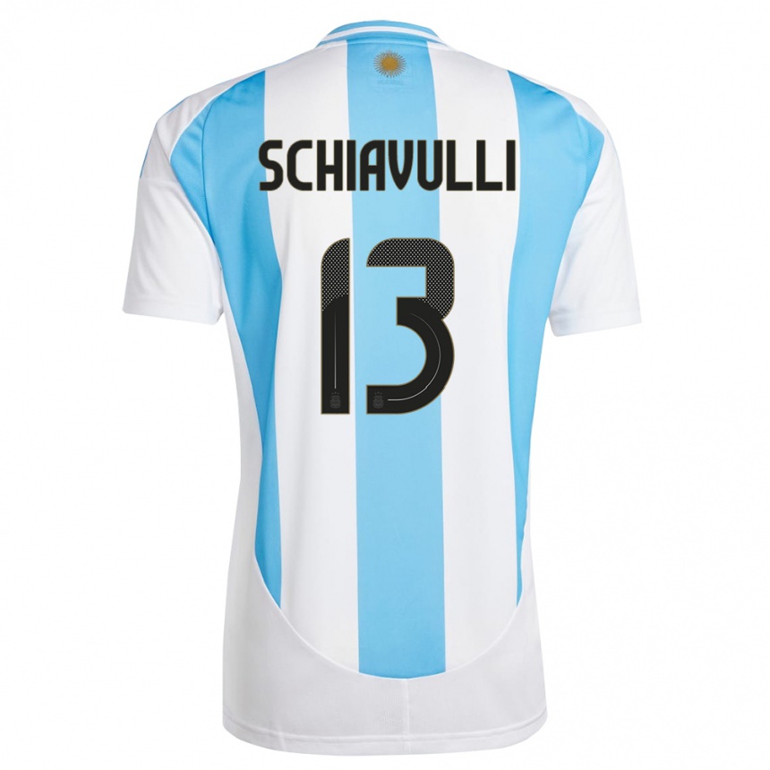 Kids Football Argentina Thiago Schiavulli #13 White Blue Home Jersey 24-26 T-Shirt Za