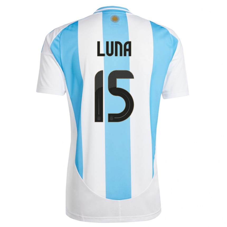 Kids Football Argentina Alex Luna #15 White Blue Home Jersey 24-26 T-Shirt Za