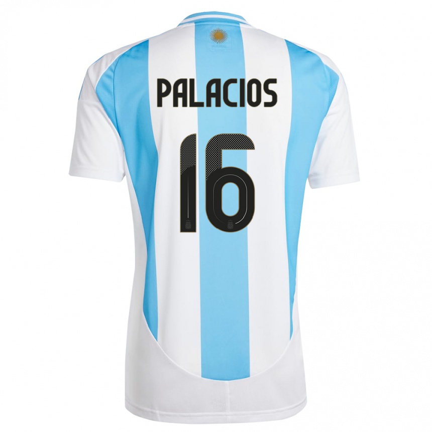 Kids Football Argentina Tomas Palacios #16 White Blue Home Jersey 24-26 T-Shirt Za