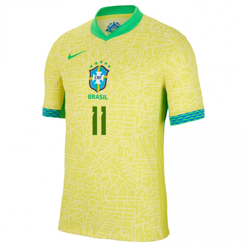 Kids Football Brazil Raphinha #11 Yellow Home Jersey 24-26 T-Shirt Za