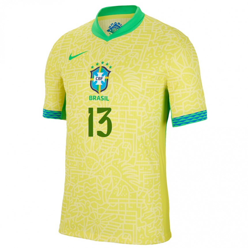 Kids Football Brazil Tarciane #13 Yellow Home Jersey 24-26 T-Shirt Za