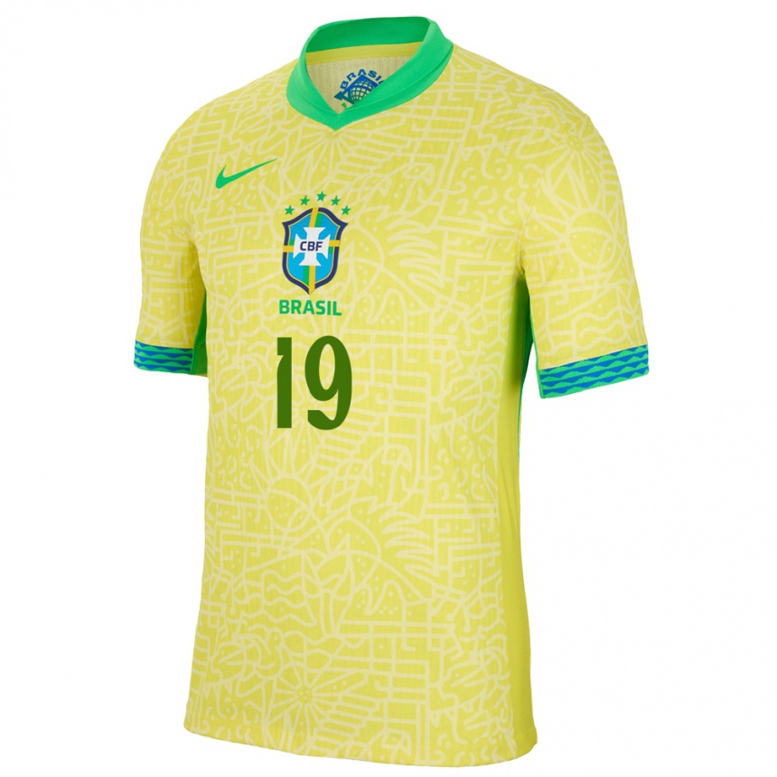 Kids Football Brazil Felipe Lima #19 Yellow Home Jersey 24-26 T-Shirt Za