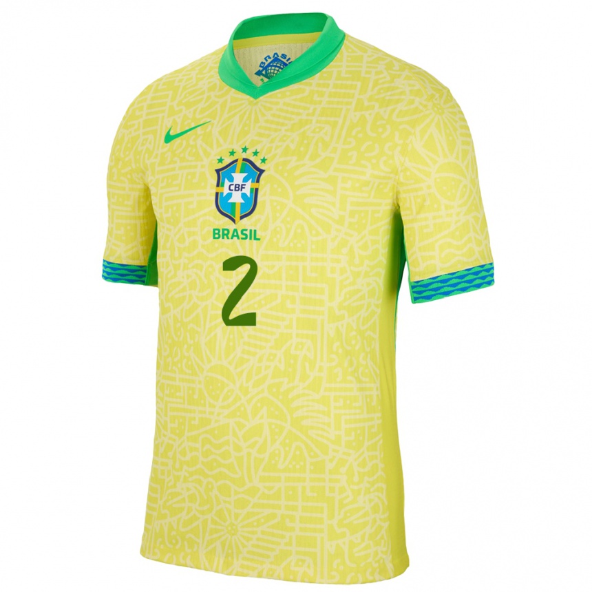 Kids Football Brazil Vinicius Tobias #2 Yellow Home Jersey 24-26 T-Shirt Za