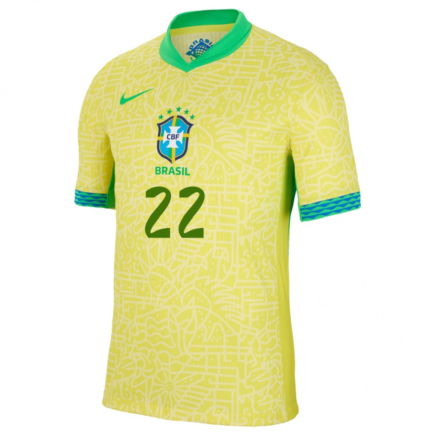 Kids Football Brazil Millene #22 Yellow Home Jersey 24-26 T-Shirt Za