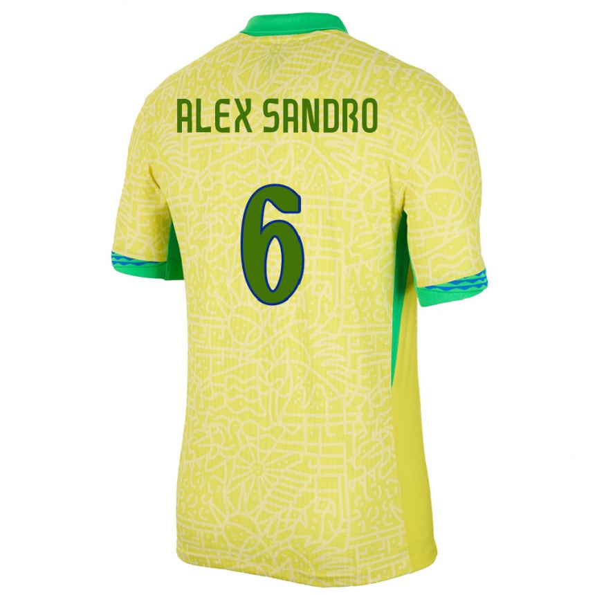 Kids Football Brazil Alex Sandro #6 Yellow Home Jersey 24-26 T-Shirt Za