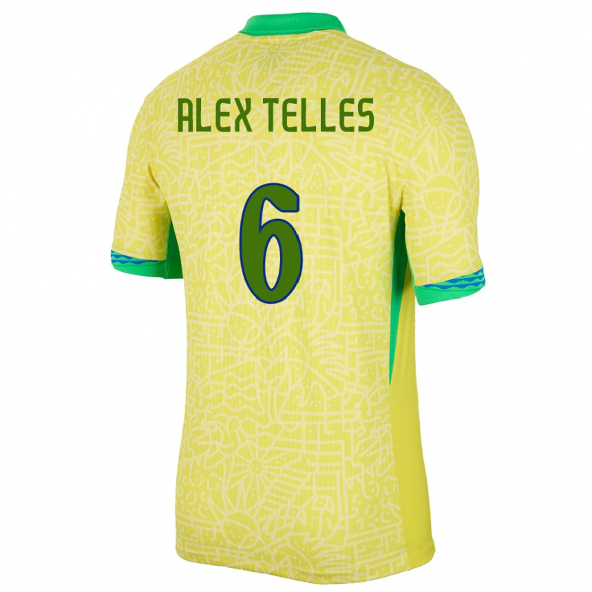 Kids Football Brazil Alex Telles #6 Yellow Home Jersey 24-26 T-Shirt Za