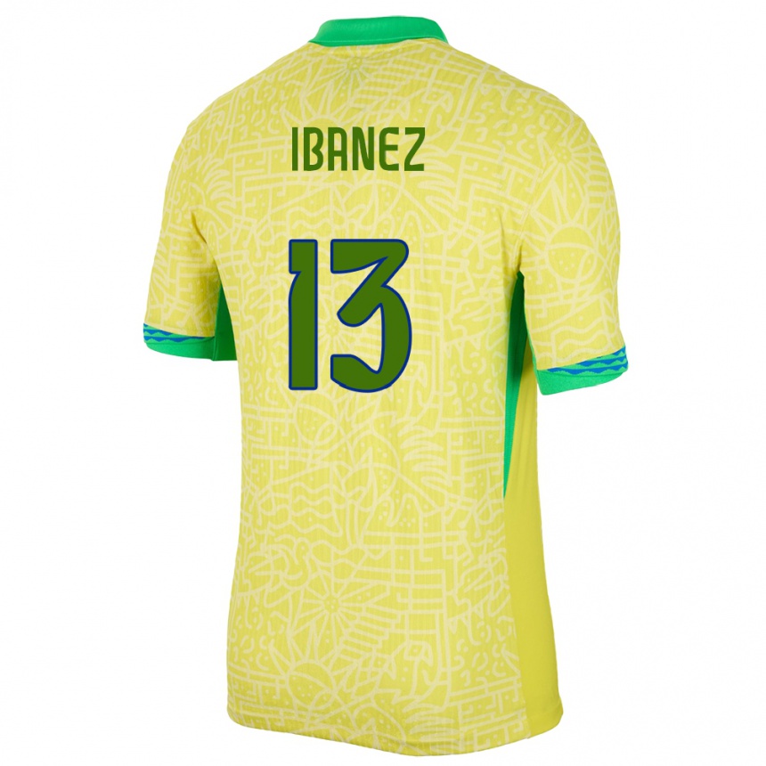 Kids Football Brazil Roger Ibanez #13 Yellow Home Jersey 24-26 T-Shirt Za