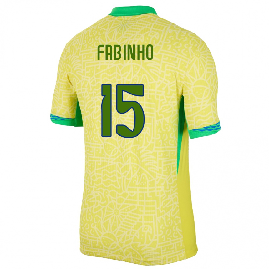 Kids Football Brazil Fabinho #15 Yellow Home Jersey 24-26 T-Shirt Za