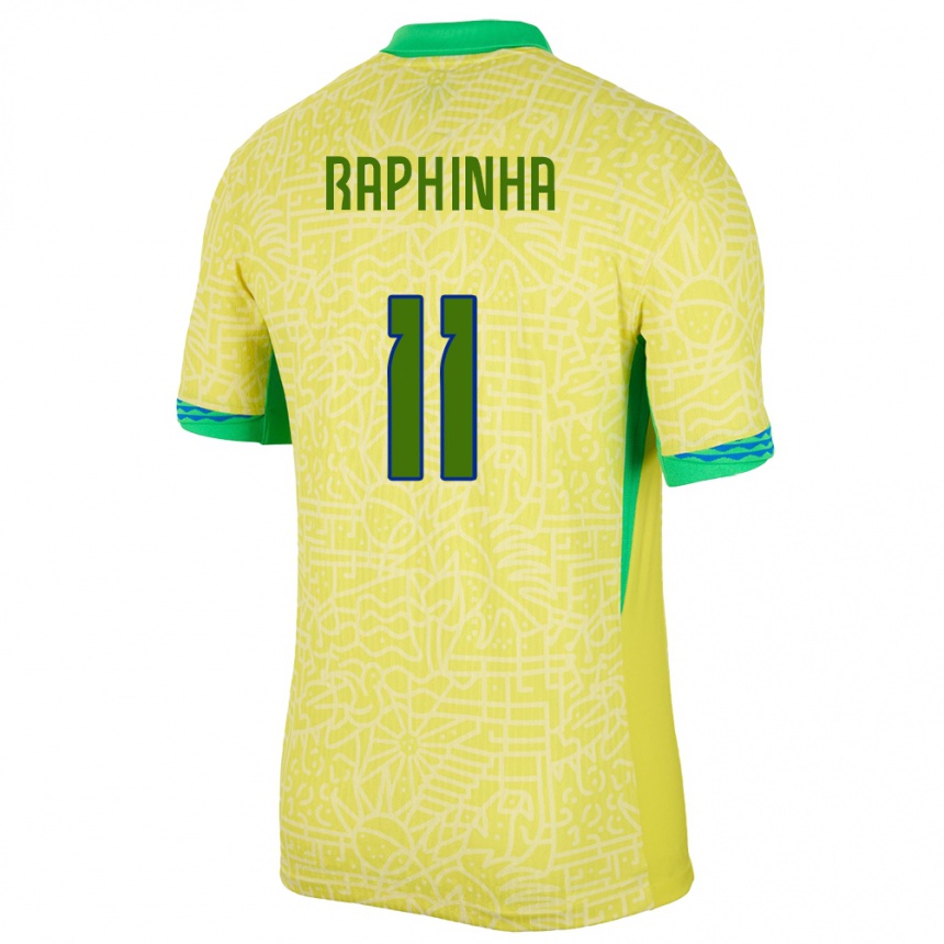 Kids Football Brazil Raphinha #11 Yellow Home Jersey 24-26 T-Shirt Za