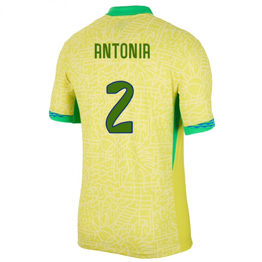 Kids Football Brazil Antonia #2 Yellow Home Jersey 24-26 T-Shirt Za