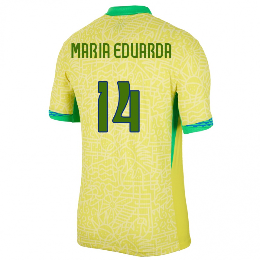 Kids Football Brazil Maria Eduarda #14 Yellow Home Jersey 24-26 T-Shirt Za