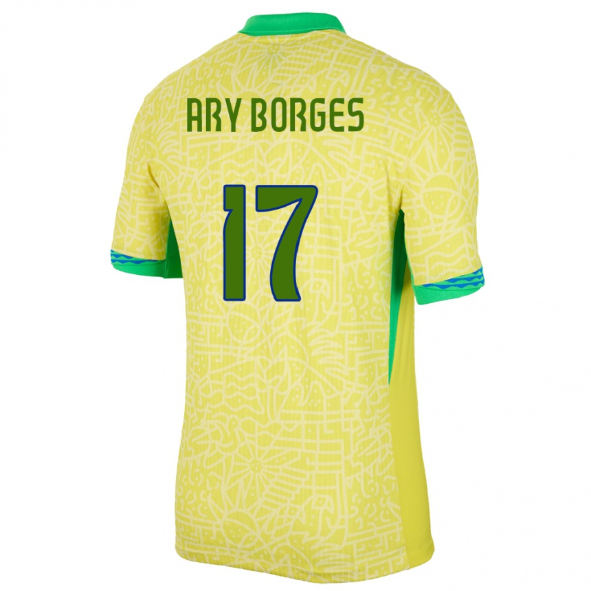 Kids Football Brazil Ary Borges #17 Yellow Home Jersey 24-26 T-Shirt Za