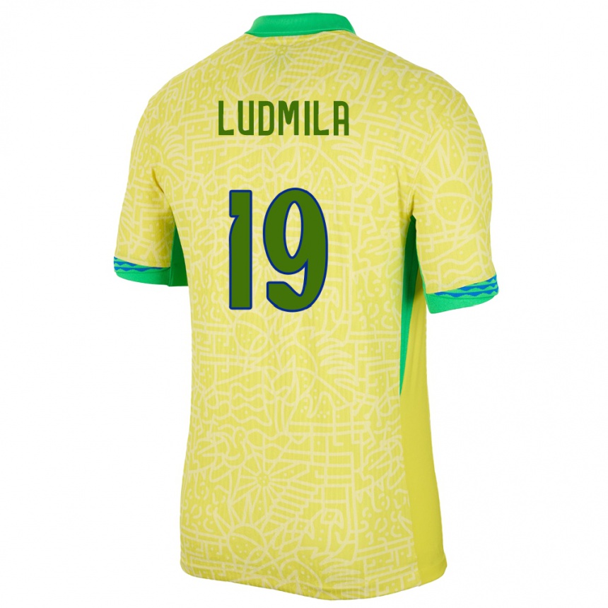 Kids Football Brazil Ludmila #19 Yellow Home Jersey 24-26 T-Shirt Za