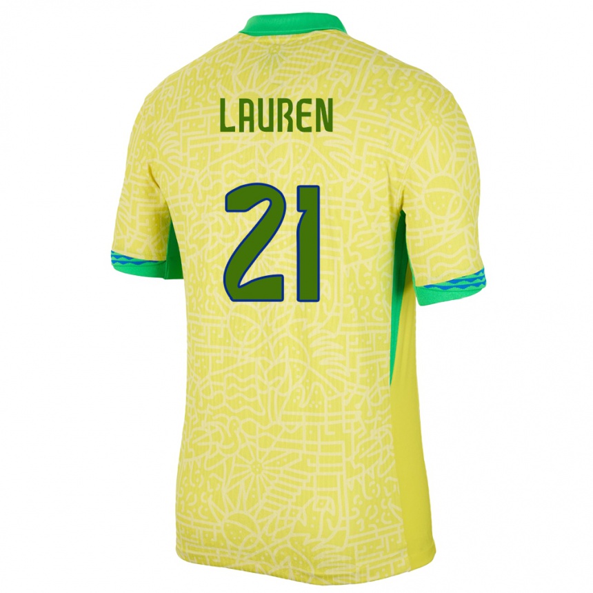 Kids Football Brazil Lauren Costa #21 Yellow Home Jersey 24-26 T-Shirt Za