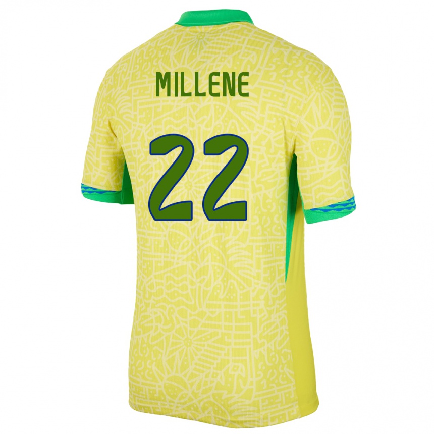 Kids Football Brazil Millene #22 Yellow Home Jersey 24-26 T-Shirt Za