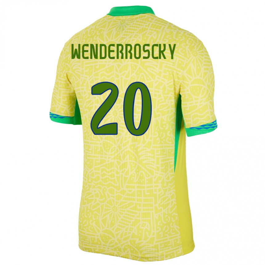 Kids Football Brazil Arthur Wenderroscky #20 Yellow Home Jersey 24-26 T-Shirt Za