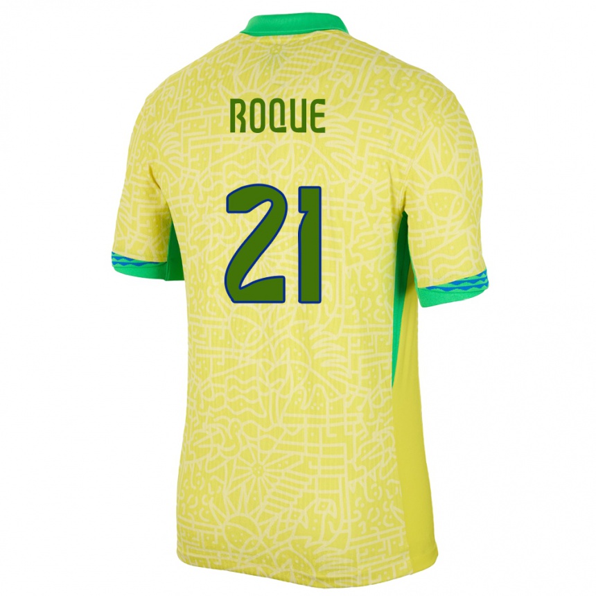 Kids Football Brazil Vitor Roque #21 Yellow Home Jersey 24-26 T-Shirt Za