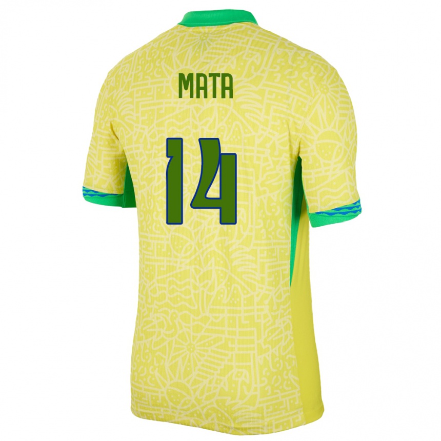 Kids Football Brazil Da Mata #14 Yellow Home Jersey 24-26 T-Shirt Za