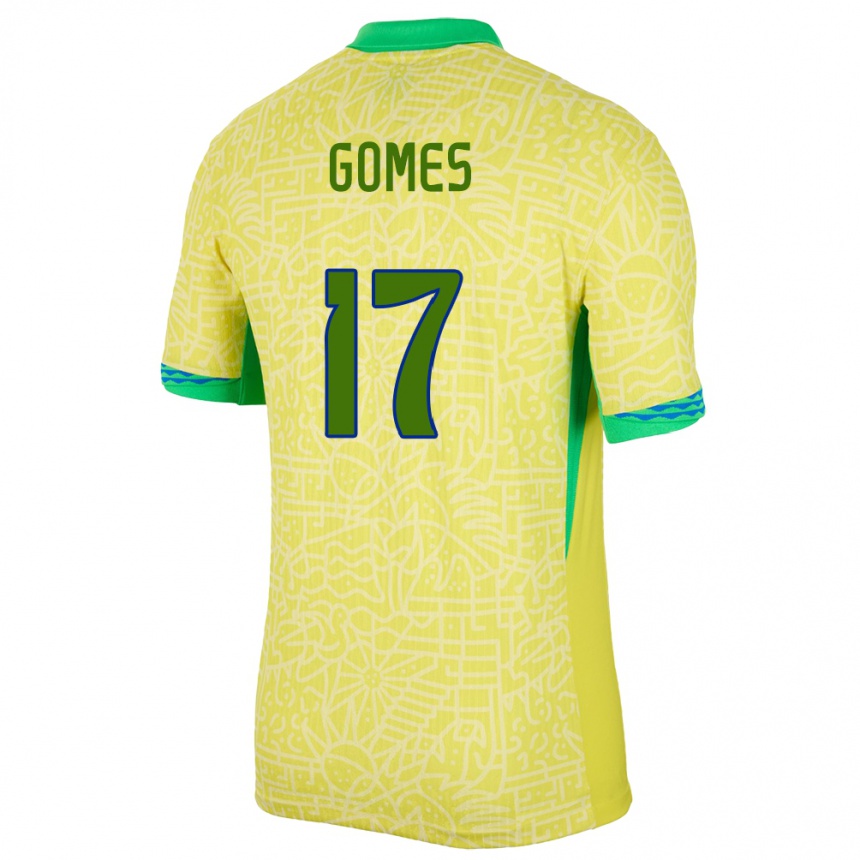 Kids Football Brazil William Gomes #17 Yellow Home Jersey 24-26 T-Shirt Za