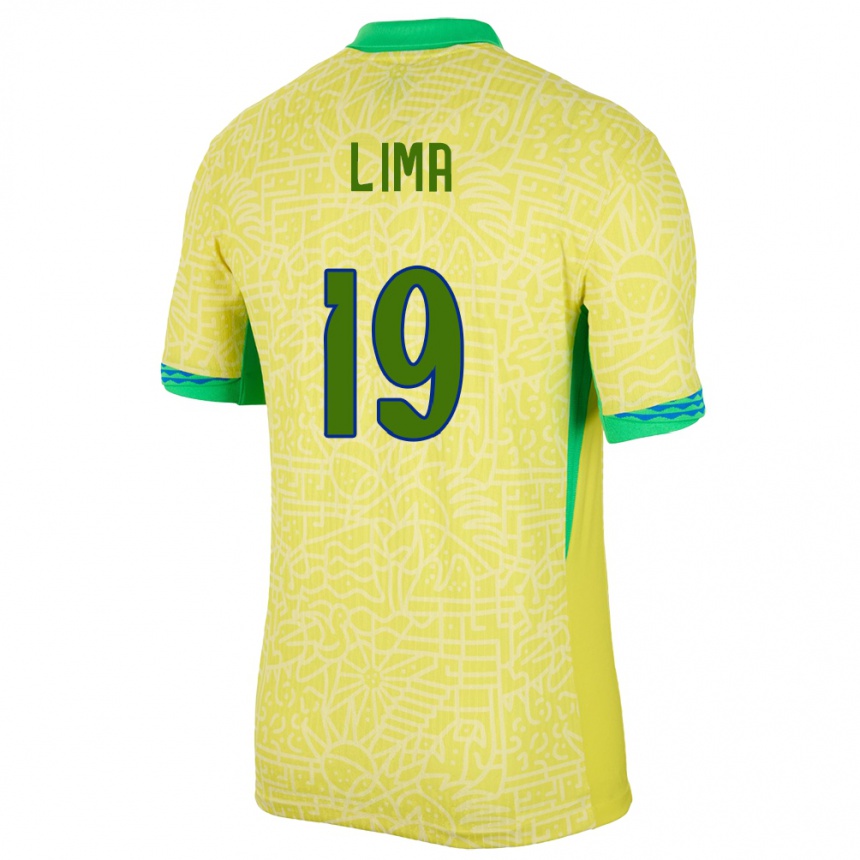 Kids Football Brazil Felipe Lima #19 Yellow Home Jersey 24-26 T-Shirt Za