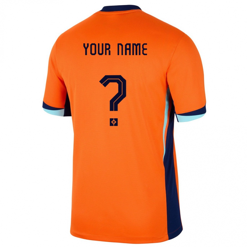 Kids Football Netherlands Your Name #0 Orange Home Jersey 24-26 T-Shirt Za