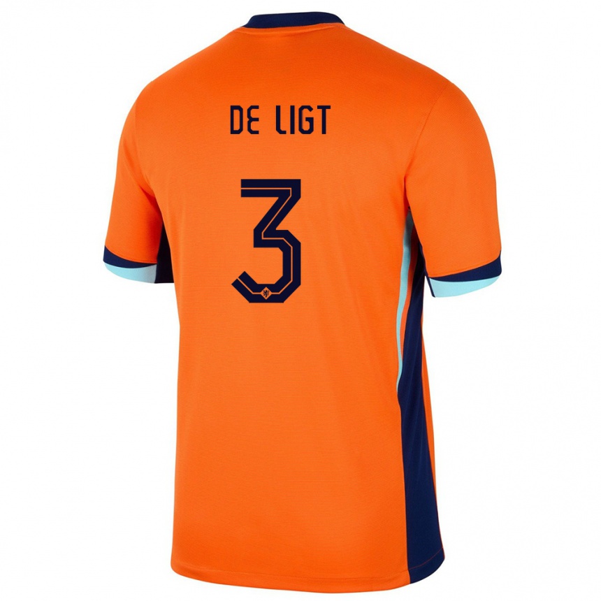 Kids Football Netherlands Matthijs De Ligt #3 Orange Home Jersey 24-26 T-Shirt Za