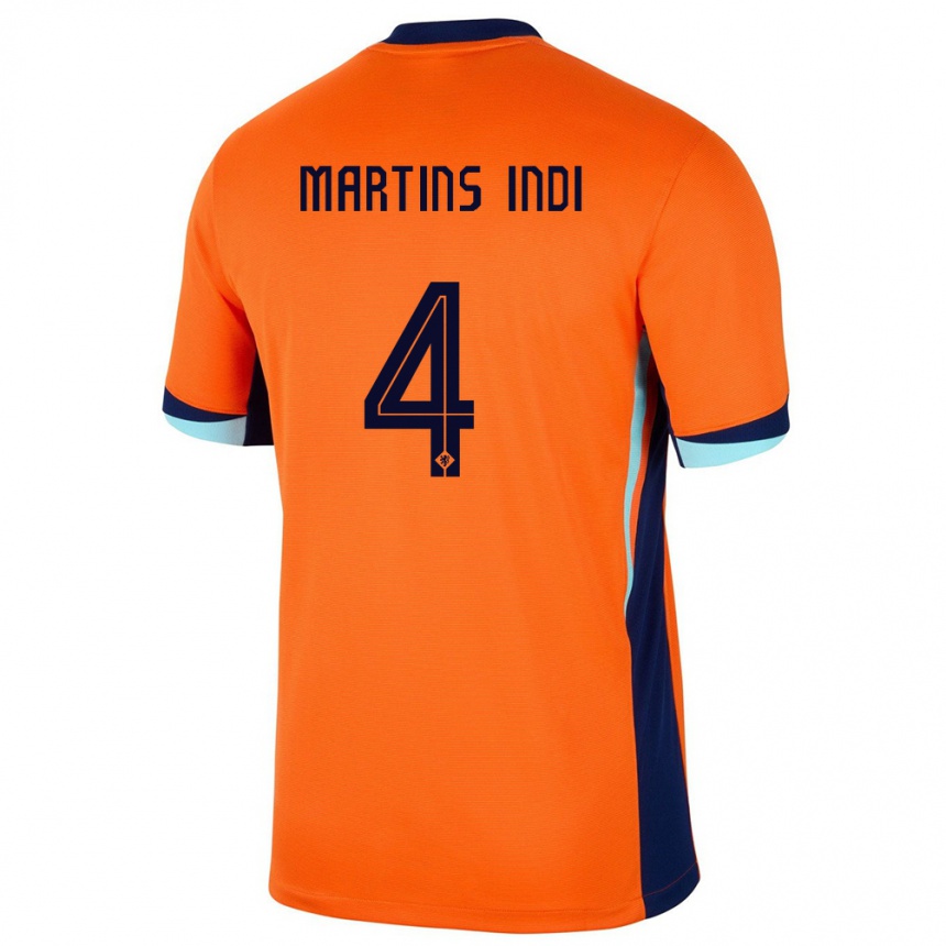 Kids Football Netherlands Bruno Martins Indi #4 Orange Home Jersey 24-26 T-Shirt Za