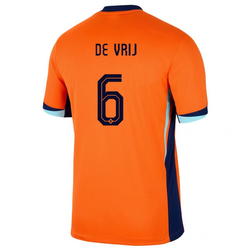 Kids Football Netherlands Stefan De Vrij #6 Orange Home Jersey 24-26 T-Shirt Za