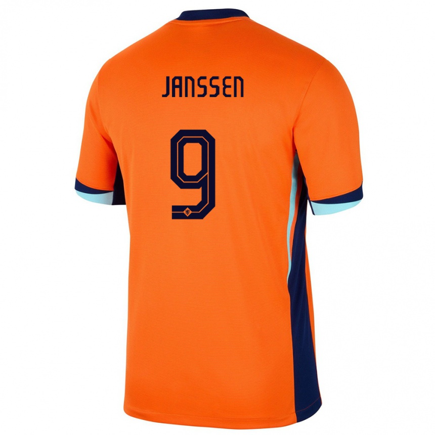 Kids Football Netherlands Vincent Janssen #9 Orange Home Jersey 24-26 T-Shirt Za