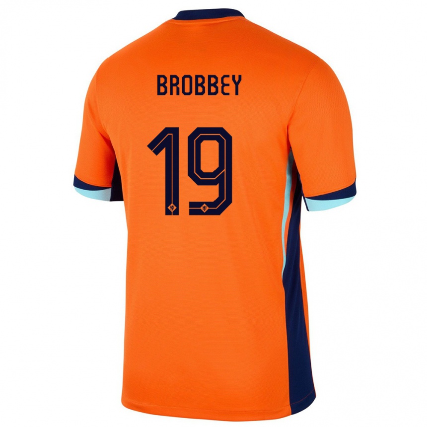 Kids Football Netherlands Brian Brobbey #19 Orange Home Jersey 24-26 T-Shirt Za