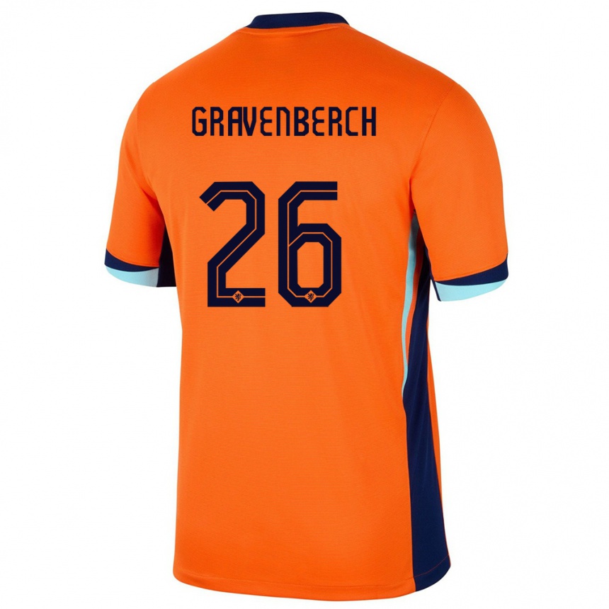 Kids Football Netherlands Ryan Gravenberch #26 Orange Home Jersey 24-26 T-Shirt Za