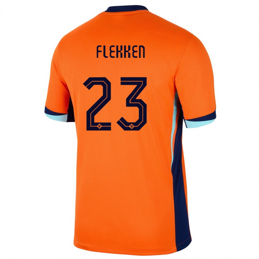 Kids Football Netherlands Mark Flekken #23 Orange Home Jersey 24-26 T-Shirt Za