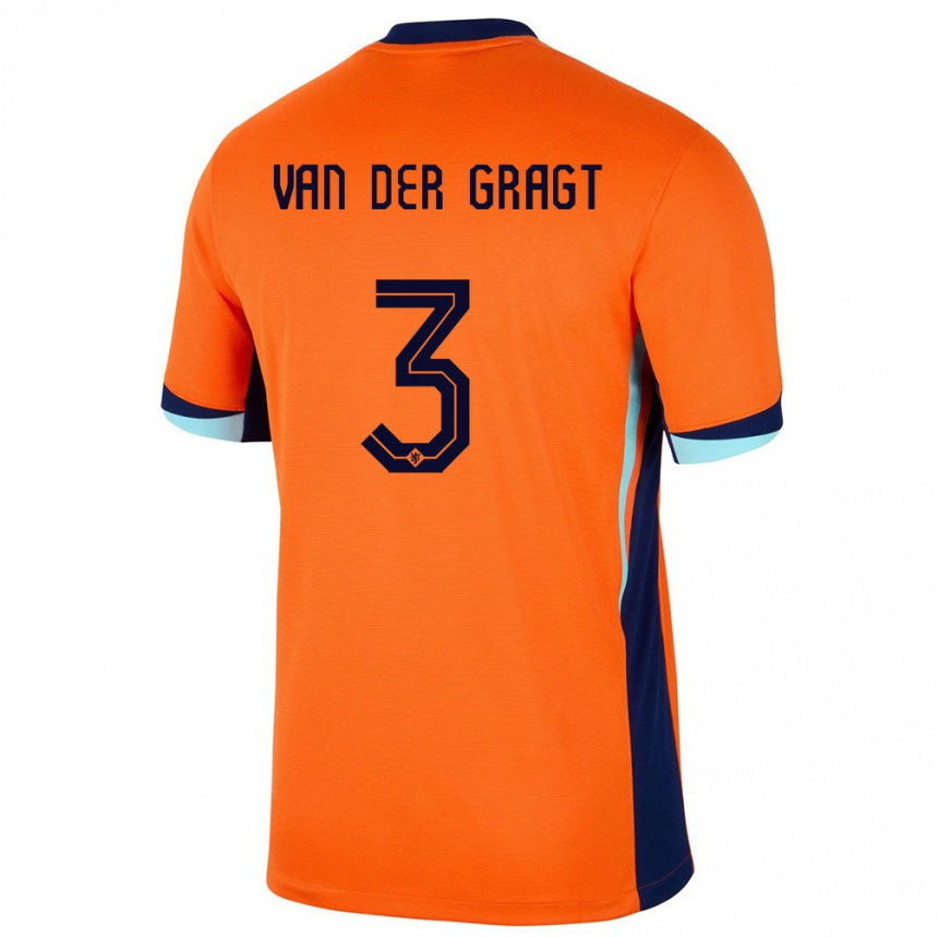 Kids Football Netherlands Stefanie Van Der Gragt #3 Orange Home Jersey 24-26 T-Shirt Za