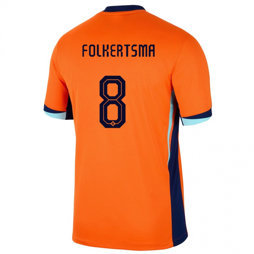 Kids Football Netherlands Sisca Folkertsma #8 Orange Home Jersey 24-26 T-Shirt Za