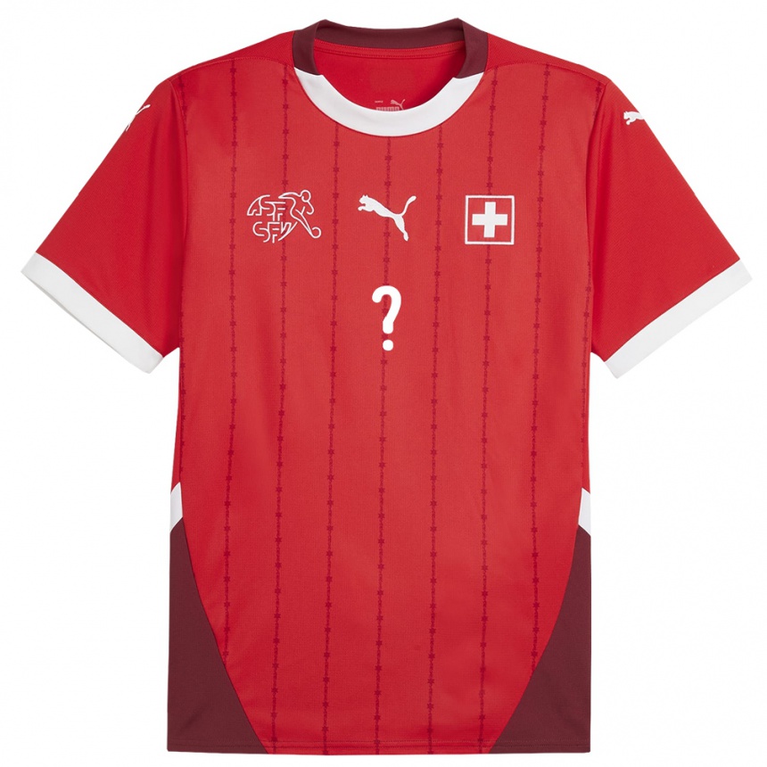 Kids Football Switzerland Your Name #0 Red Home Jersey 24-26 T-Shirt Za