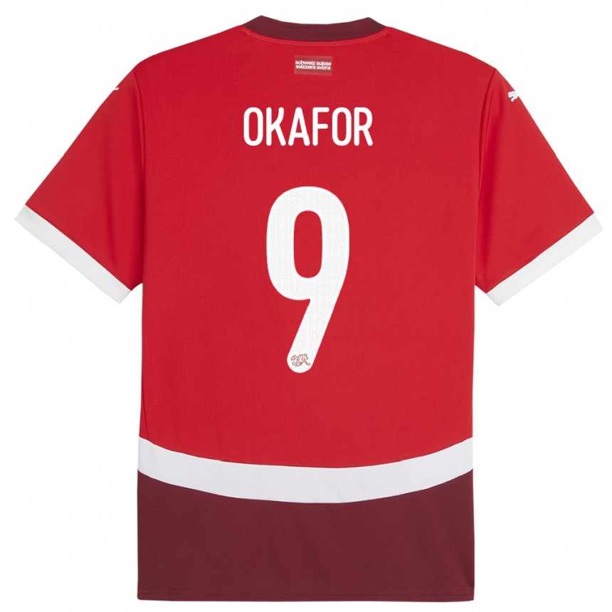 Kids Football Switzerland Noah Okafor #9 Red Home Jersey 24-26 T-Shirt Za