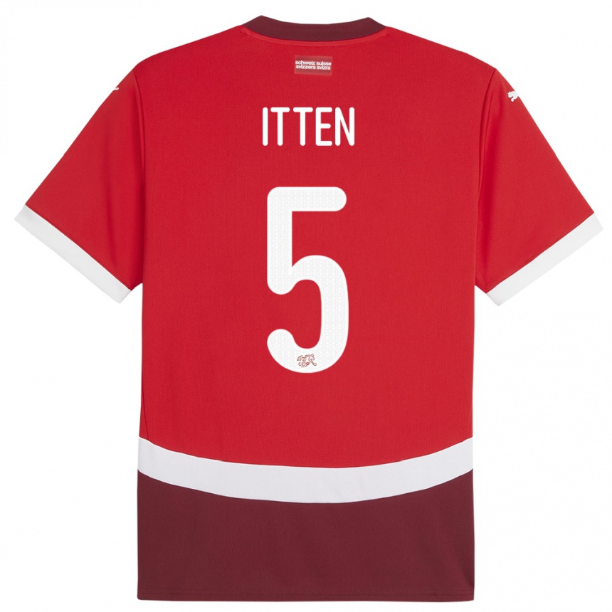 Kids Football Switzerland Cedric Itten #5 Red Home Jersey 24-26 T-Shirt Za