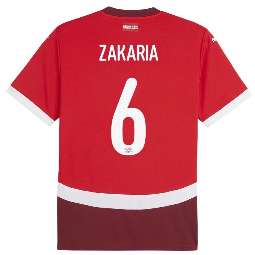 Kids Football Switzerland Denis Zakaria #6 Red Home Jersey 24-26 T-Shirt Za