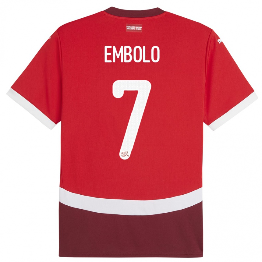 Kids Football Switzerland Breel Embolo #7 Red Home Jersey 24-26 T-Shirt Za