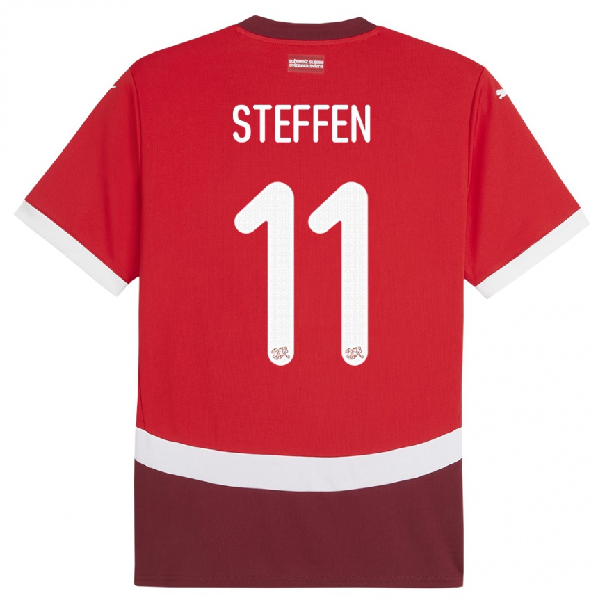 Kids Football Switzerland Renato Steffen #11 Red Home Jersey 24-26 T-Shirt Za