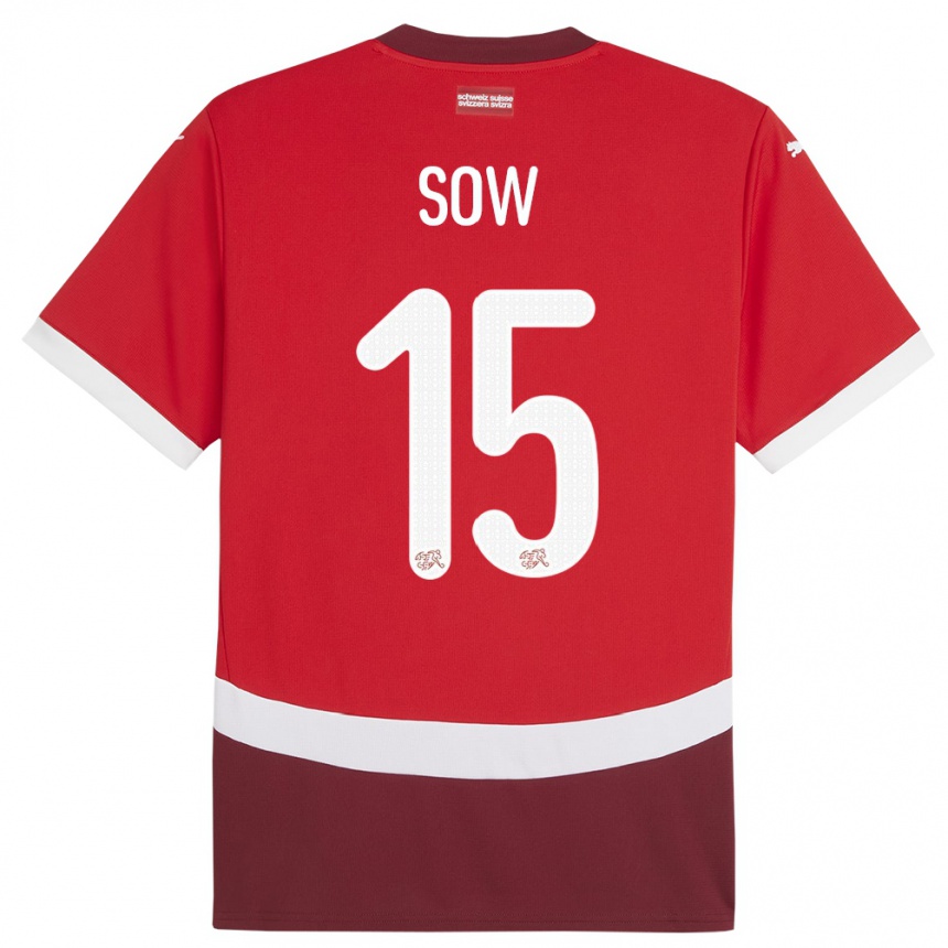 Kids Football Switzerland Djibril Sow #15 Red Home Jersey 24-26 T-Shirt Za