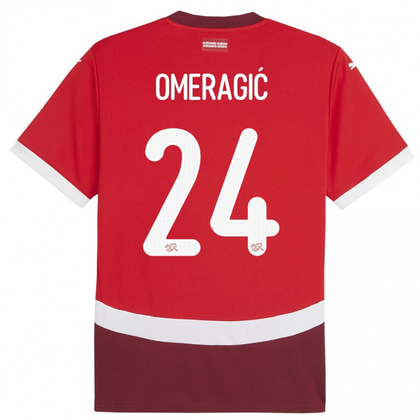 Kids Football Switzerland Becir Omeragic #24 Red Home Jersey 24-26 T-Shirt Za