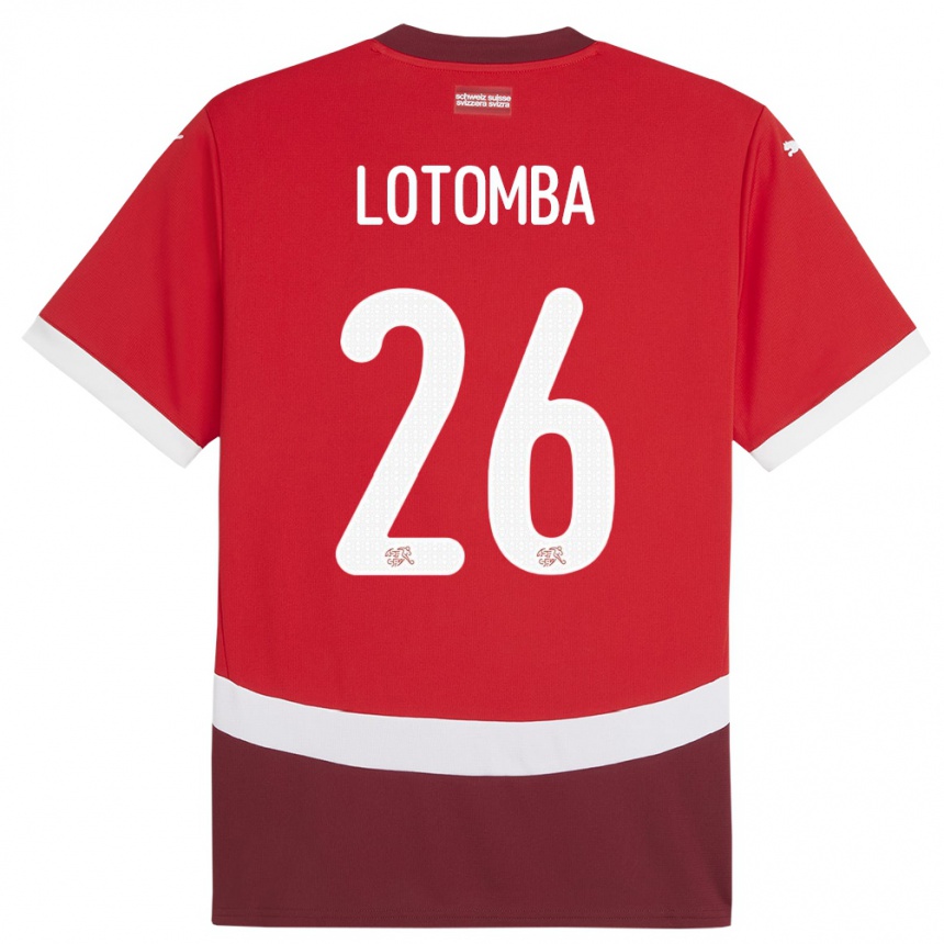 Kids Football Switzerland Jordan Lotomba #26 Red Home Jersey 24-26 T-Shirt Za