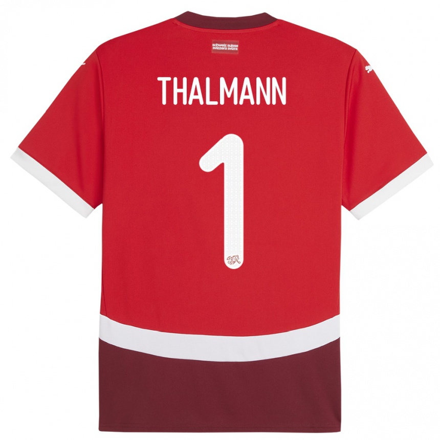 Kids Football Switzerland Gaelle Thalmann #1 Red Home Jersey 24-26 T-Shirt Za